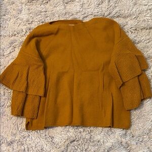 Madewell Women's Mustard Sweater with Ruffle Sleeves size large